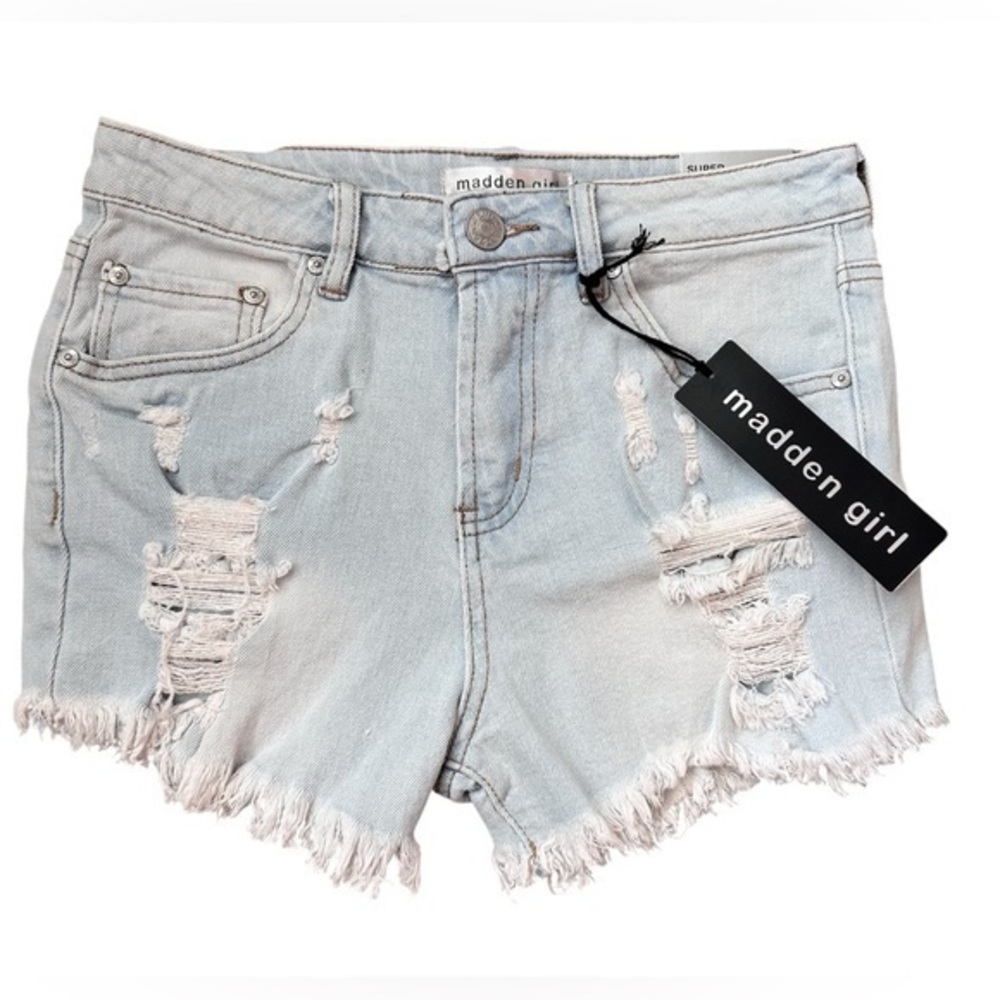 5 NWT Steve Madden Girl super high rise short denim cut off frayed shorts jeans